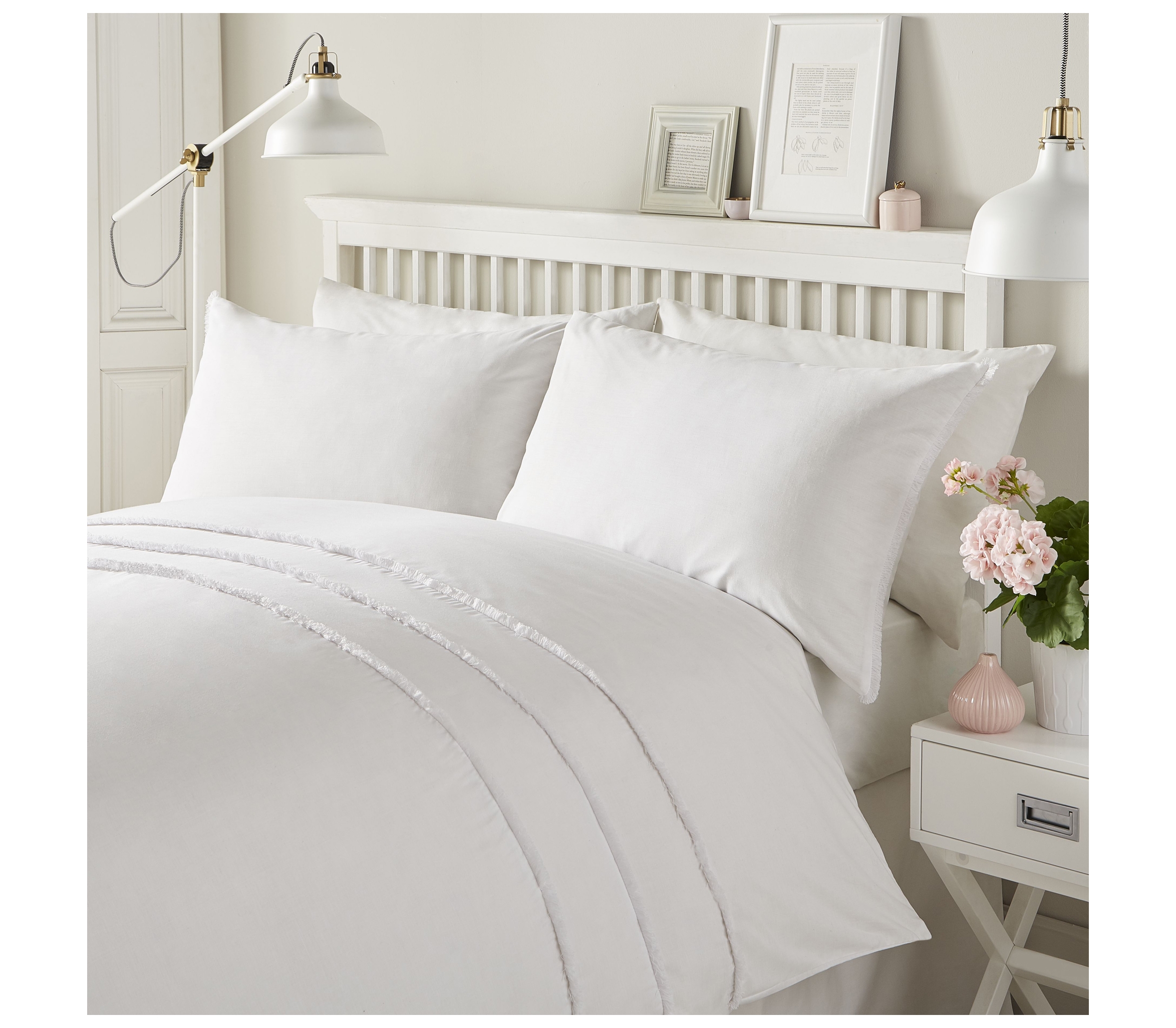 Serene Tassels White Duvet Cover Set J Rosenthal & Son