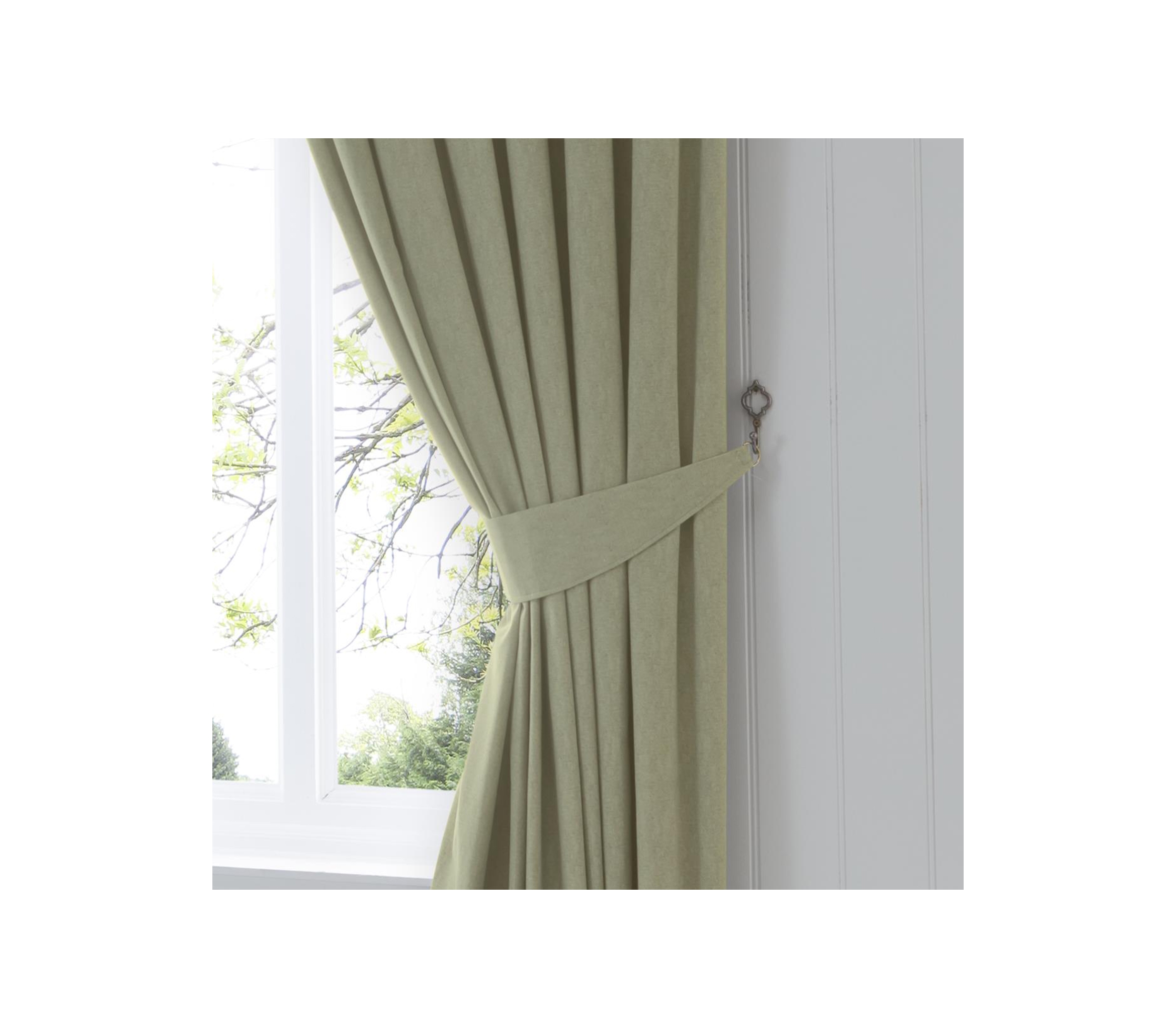 Fusion Dijon Green Curtain TieBacks J Rosenthal & Son