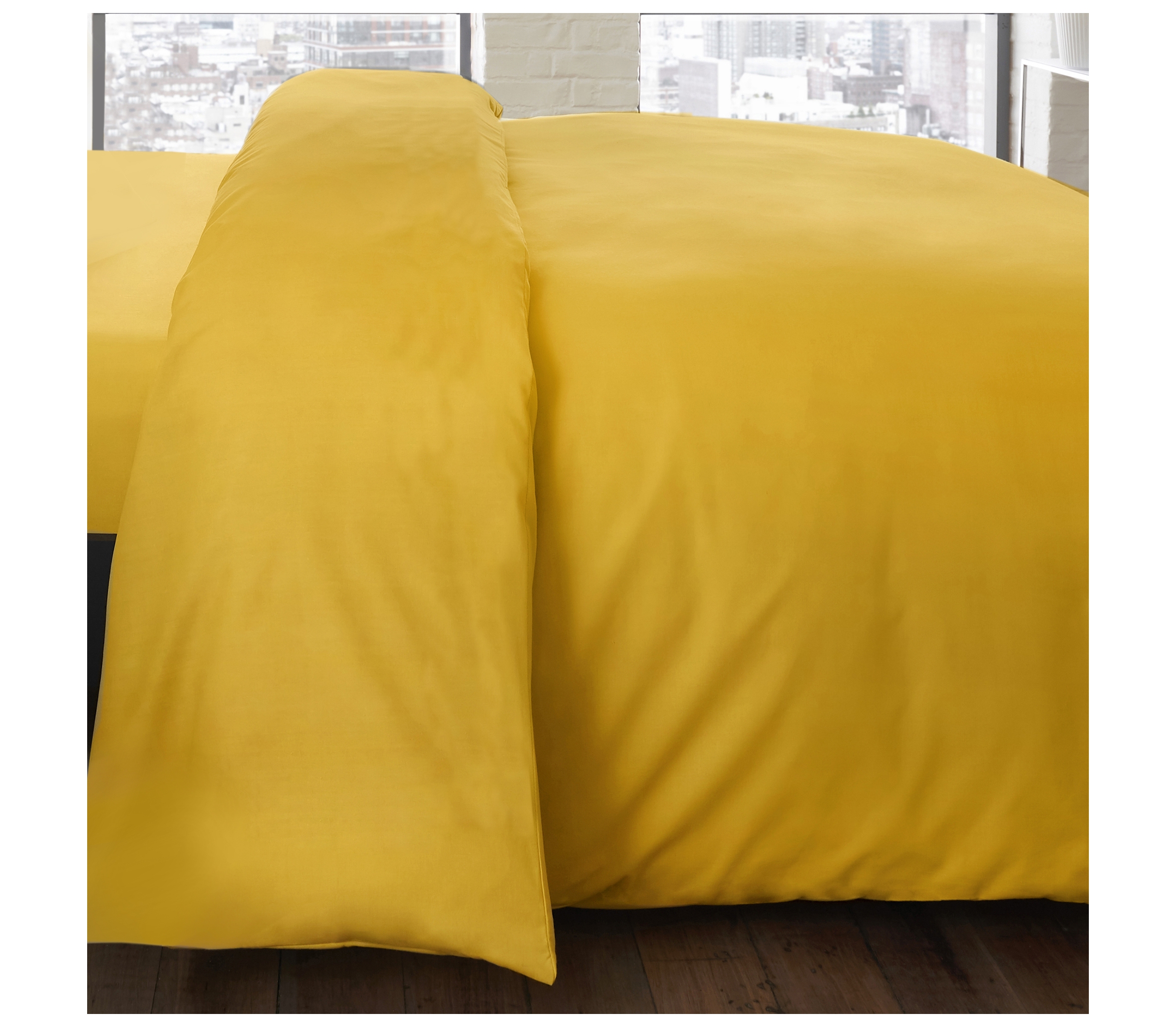 Racing Green Ochre Yellow 100 Cotton Piped Duvet Cover Only J