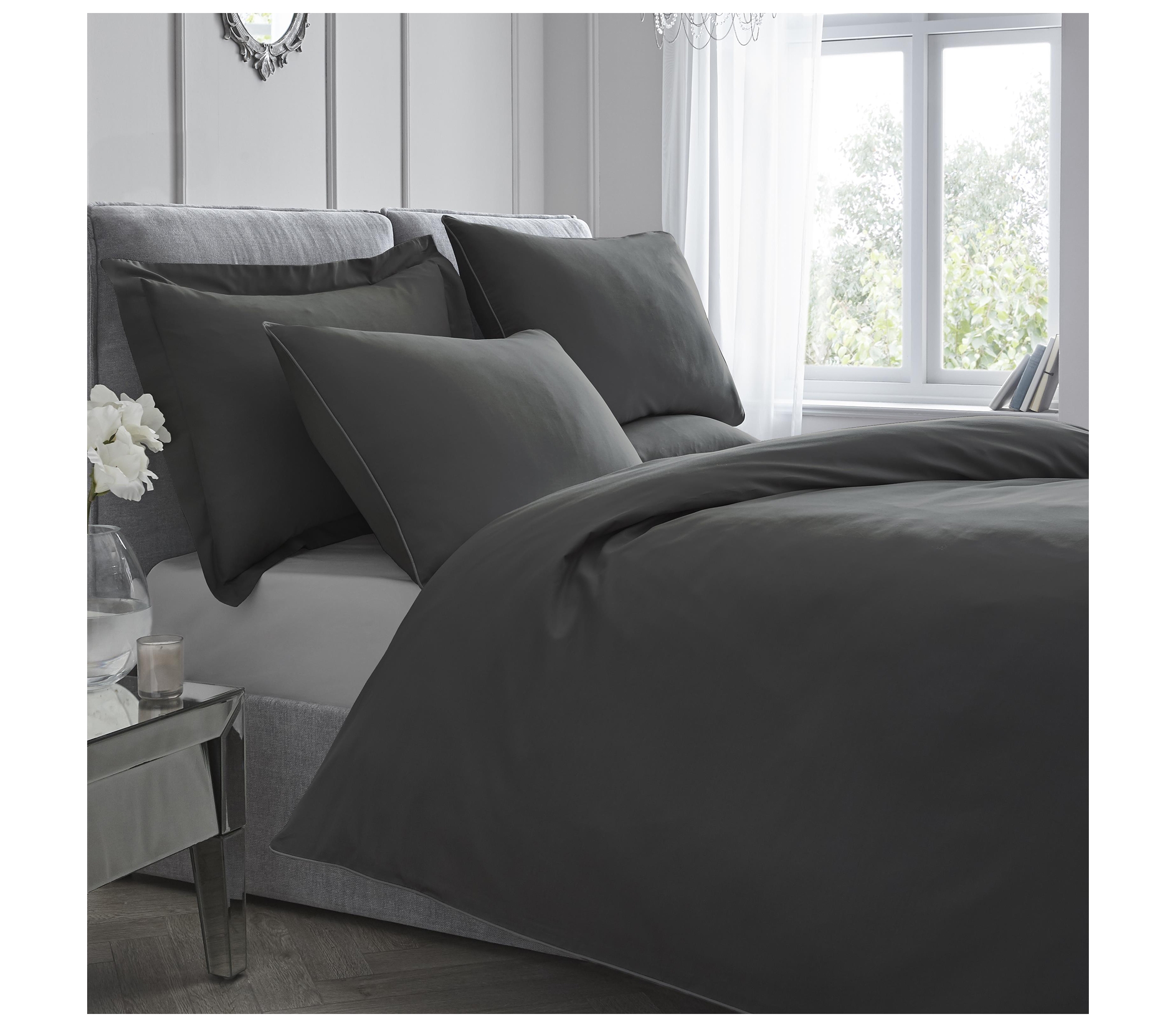 Appletree Signature Plain Dye Charcoal Duvet Cover Set J