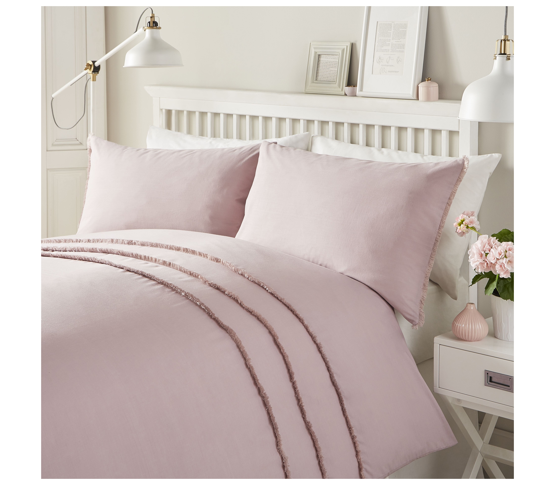Serene Tassels Blush Duvet Cover Set J Rosenthal & Son
