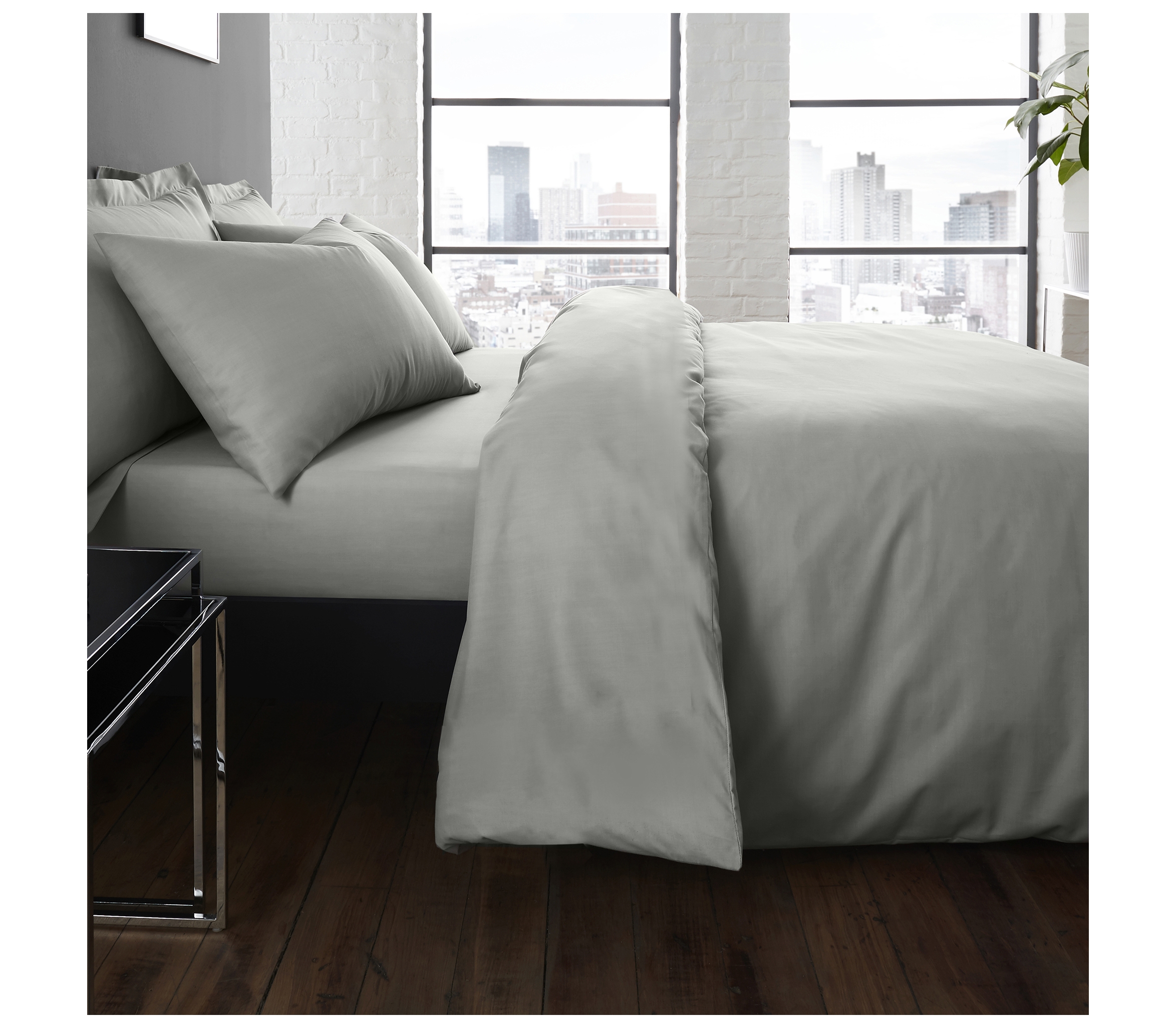 Serene Plain Dye Grey Duvet Cover Set J Rosenthal & Son