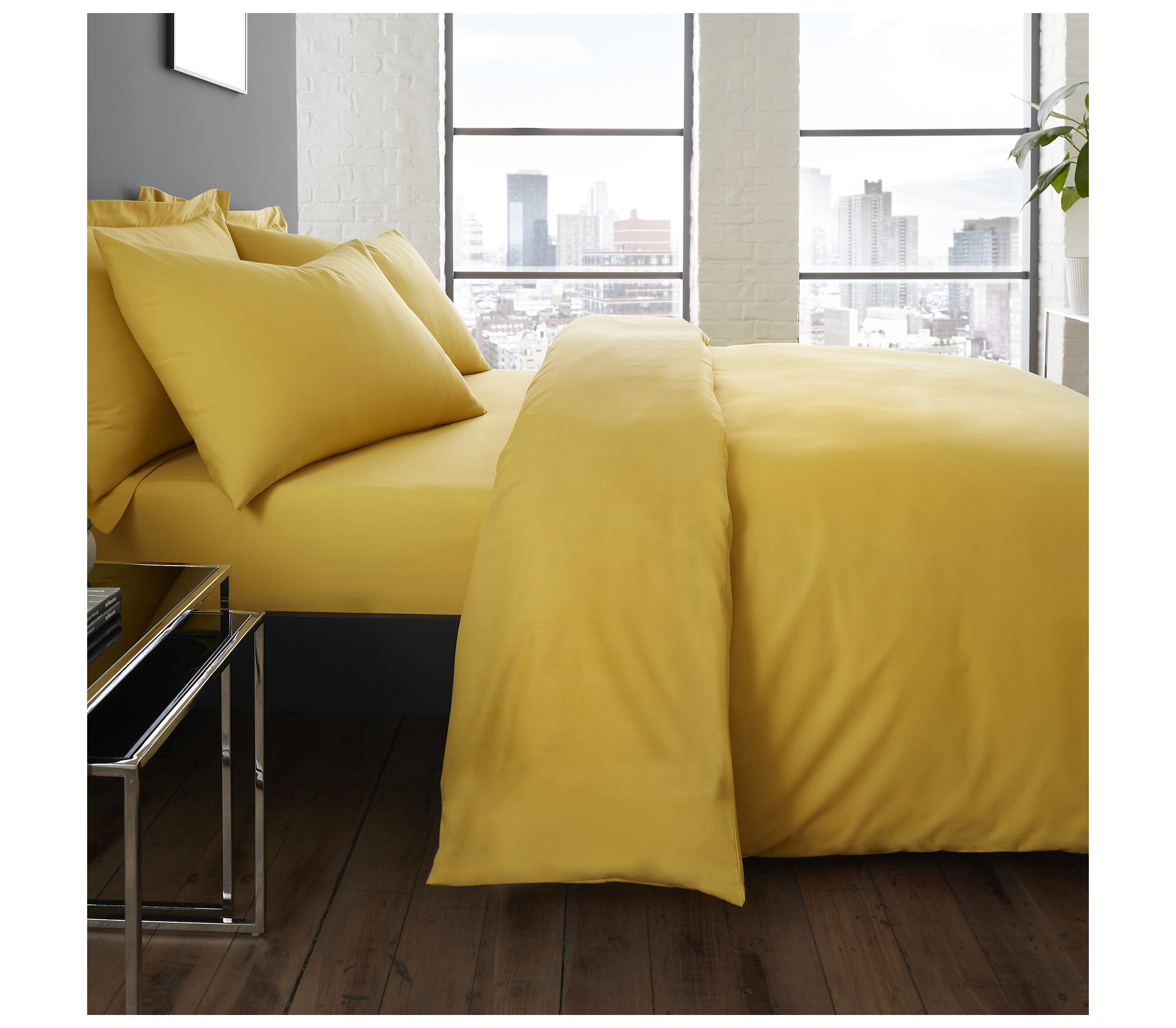 Serene Plain Dye Ochre Duvet Cover Set J Rosenthal & Son