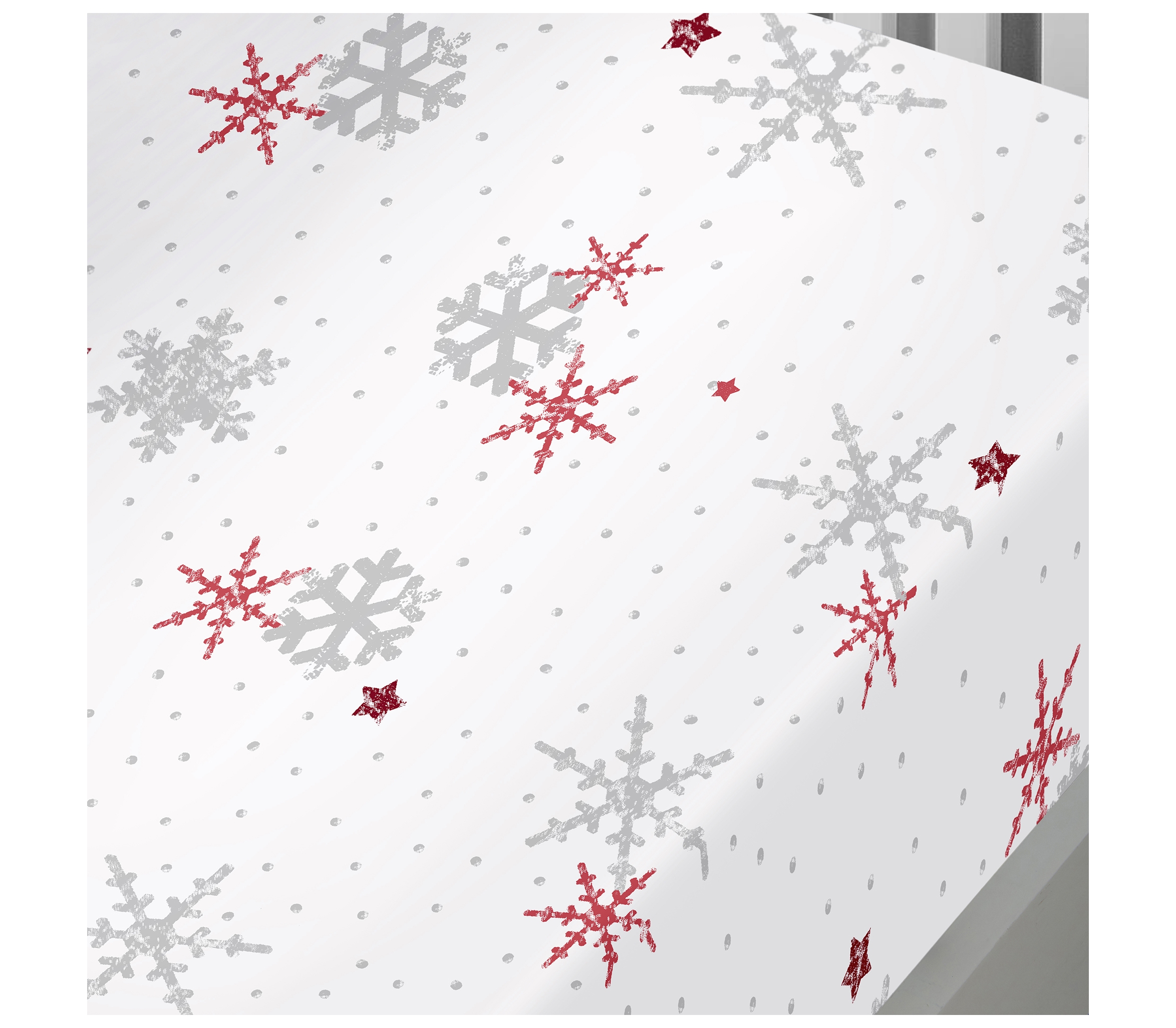Fusion Christmas Snowflake Red Fitted Bed Sheet J Rosenthal & Son
