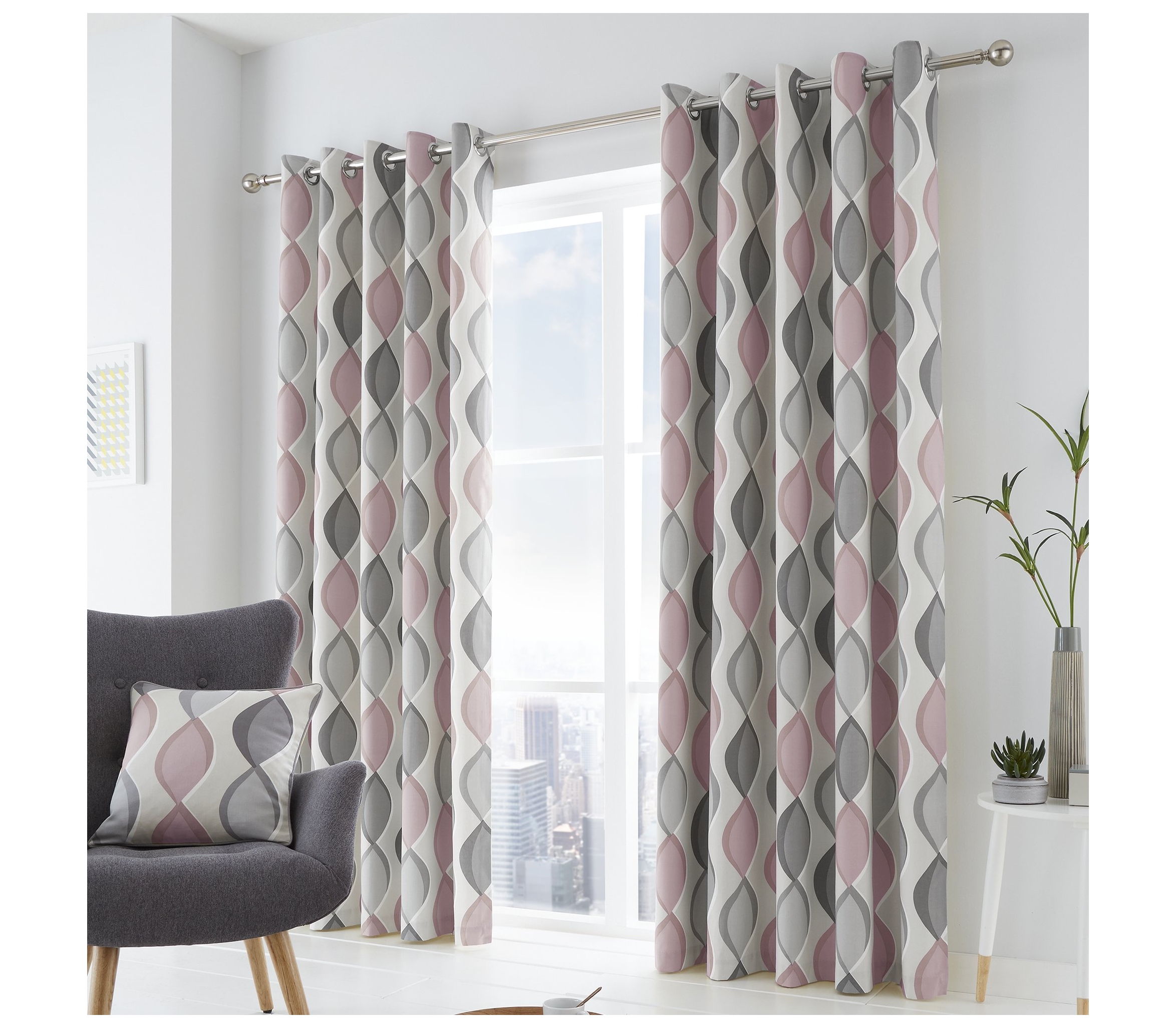 Lennox Blush Eyelet Curtains J Rosenthal & Son