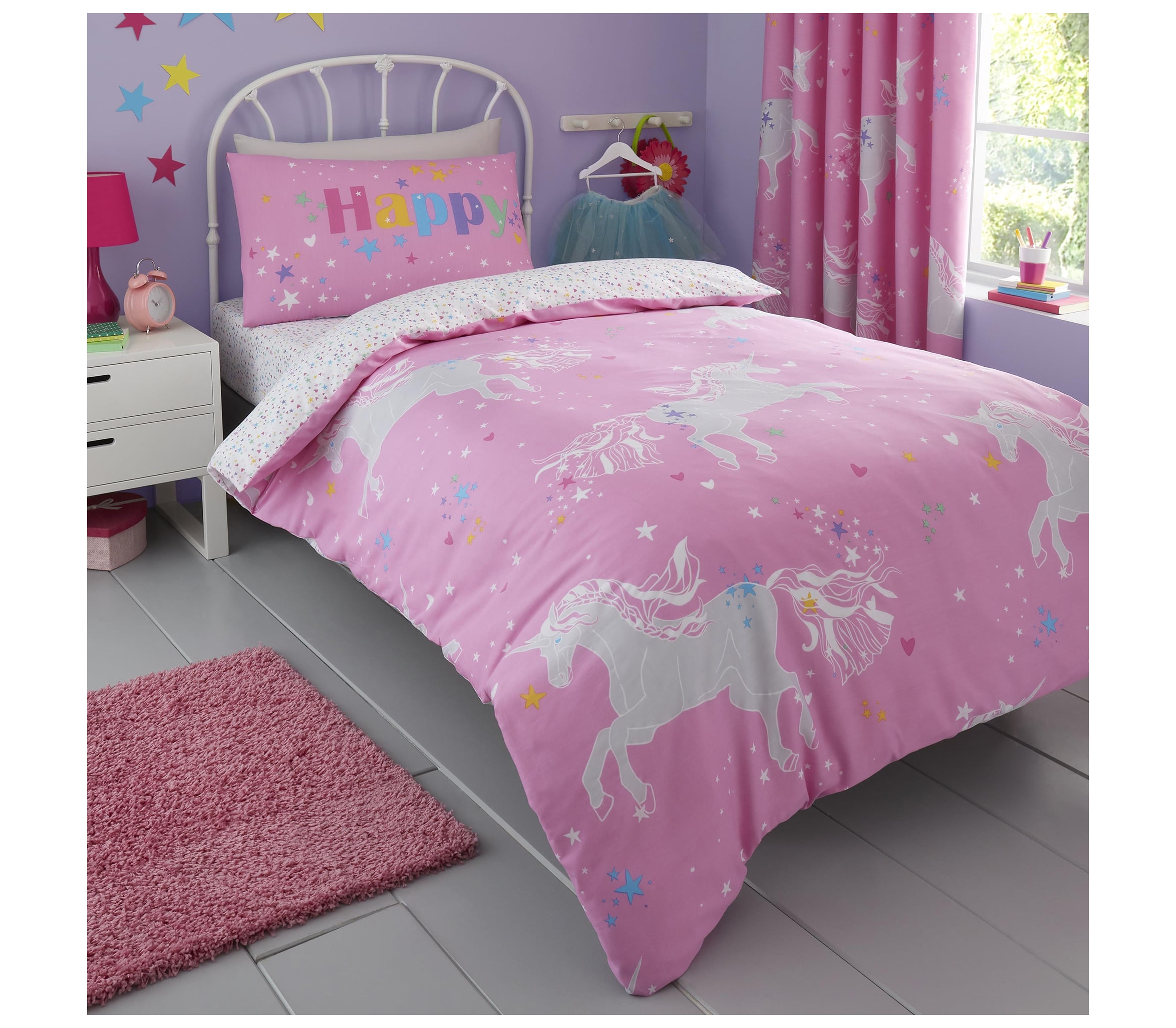 Bedlam Unicorn Glow Pink Duvet Cover Set J Rosenthal & Son