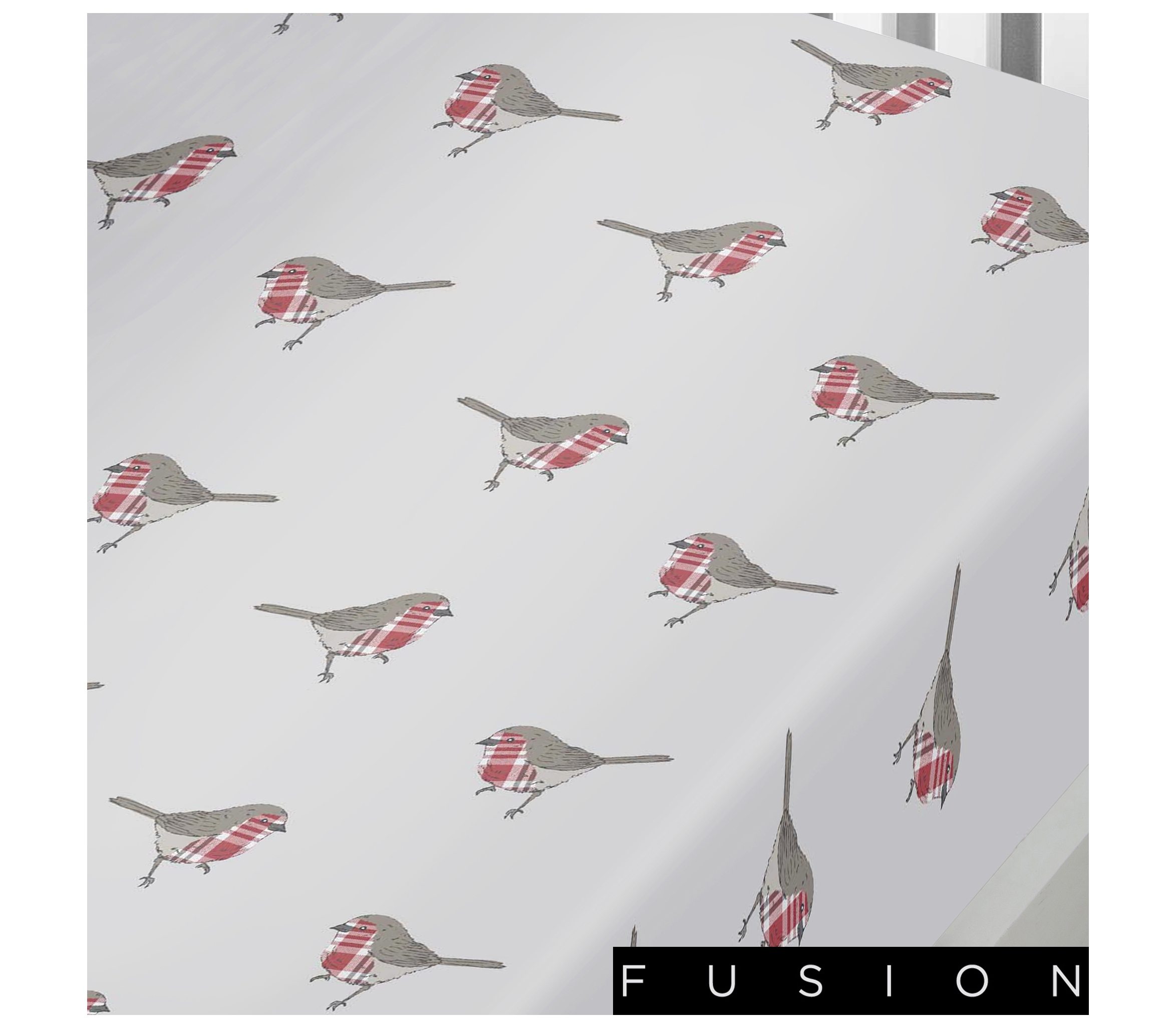 Fusion Christmas Robin Red Fitted Bed Sheet J Rosenthal & Son