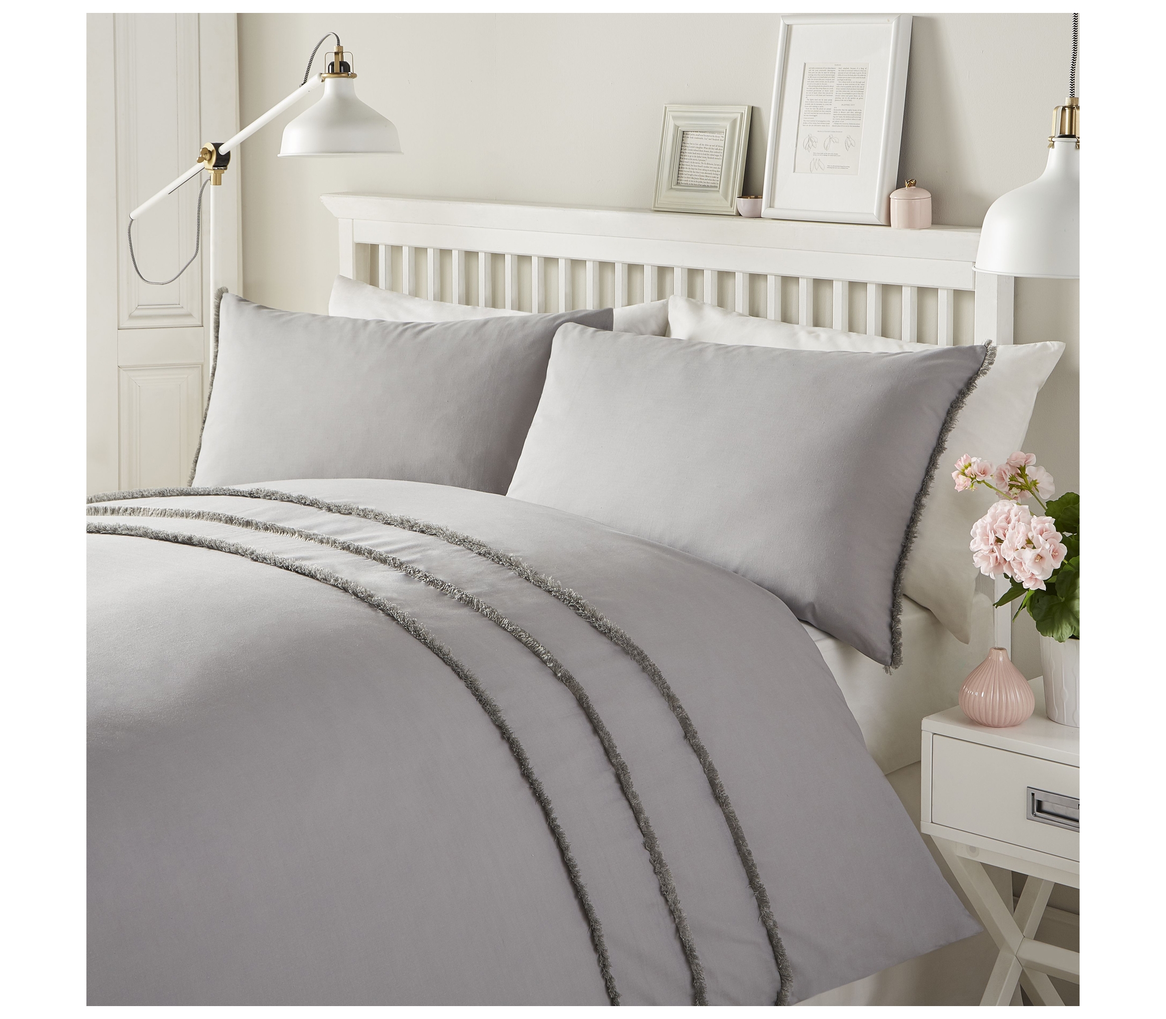 Serene Tassels Grey Duvet Cover Set J Rosenthal & Son