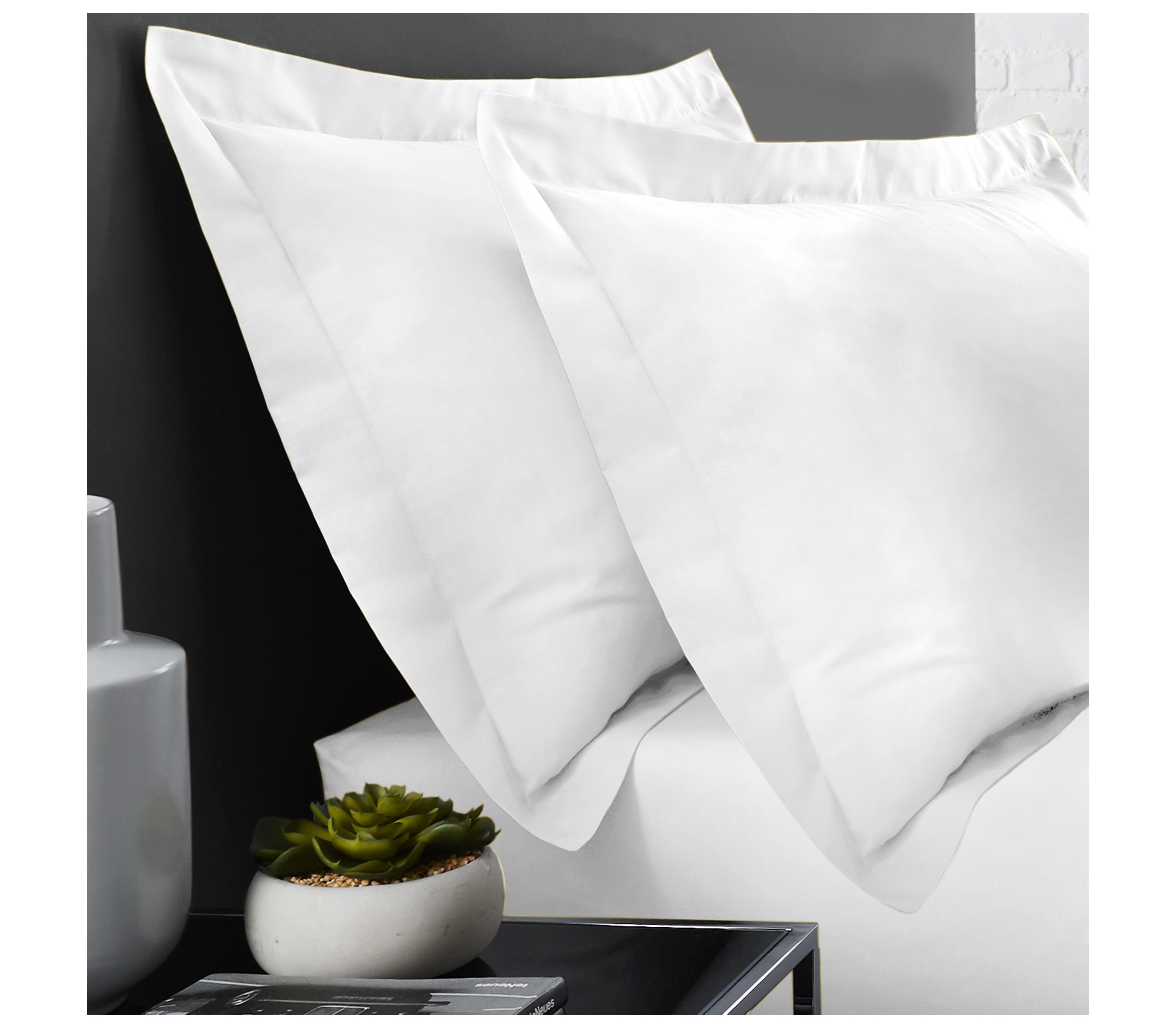 Serene Plain Dye White Oxford Pillowcase (Twin Pack) J
