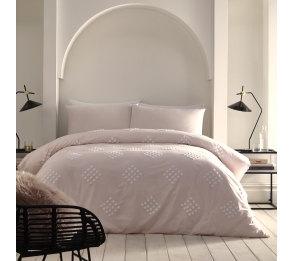 Diamond Tuft - Blush/White Bedding