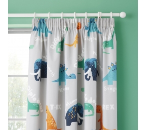D Is For Dino - Pair of Pencil Pleat Curtains