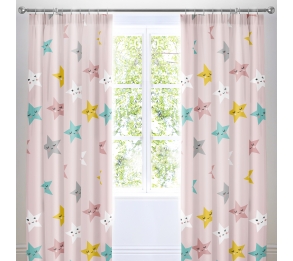 Happy Stars - Pair of Pencil Pleat Curtains