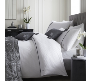 Savoy Stripe White Duvet Cover Set