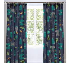 Dragon Kingdom - Pair of Pencil Pleat Curtains