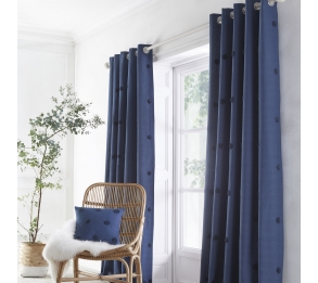 Zara - Navy Eyelet Curtains