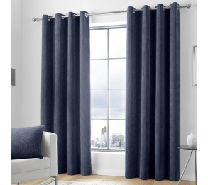 Kilbride Cord - Navy Eyelet Curtains
