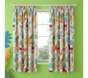 Tiger Tropics - Pair of Pencil Pleat Curtains