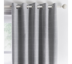 Windsor Check - Silver Eyelet Curtains