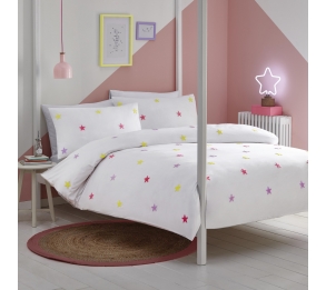 Tufted Star - White with Rainbow Stars