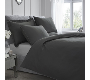 Plain Dye Duvet Cover Set - Charcoal