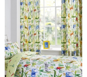 Jungle Multicolour Lined Pencil Pleat Curtains