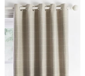 Windsor Check - Natural Eyelet Curtains
