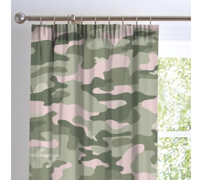 Camouflage - Pink Pencil Pleat Curtains