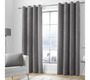 Kilbride Cord - Charcoal Eyelet Curtains