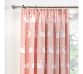 Swan - Coral Pencil Pleat Curtains