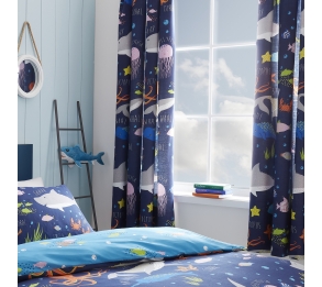 Sea Life Multicolour Lined Pencil Pleat Curtains