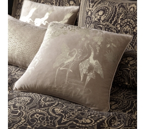 Crane Dance Linen Filled Cushion