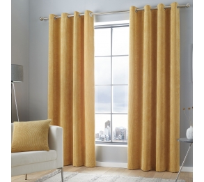 Kilbride Cord - Ochre Eyelet Curtains