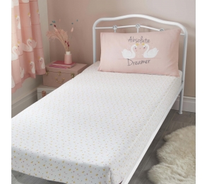 Swan - Coral Fitted Sheet
