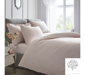 Plain Dye Duvet Cover Set - Blush with White Piping
