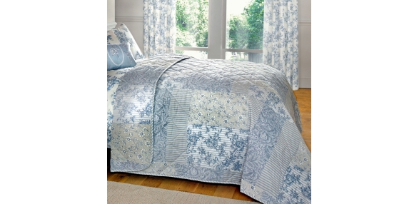 Malton Blue Reversible Bedspread
