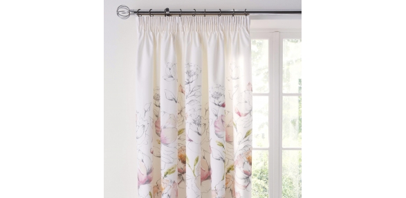 Peony - Pink Pencil Pleat Curtains