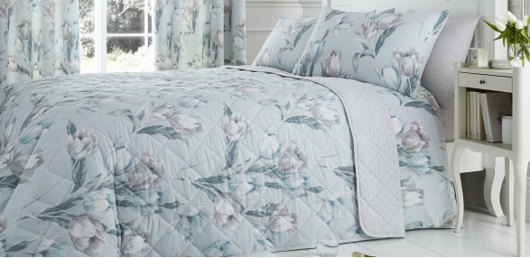 Tulip Duck Egg Bedspread