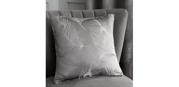 Feather -  Silver Cushion Cover