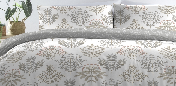 Dreams & Drapes "Wentwood" Floral Reversible Duvet Cover Bedding Set Natural