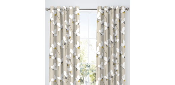 Malmo Floral - Natural Eyelet Curtains