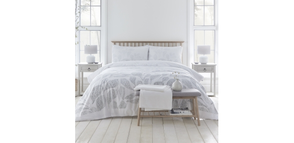 Textured Leaf - Duvet Set - Silver