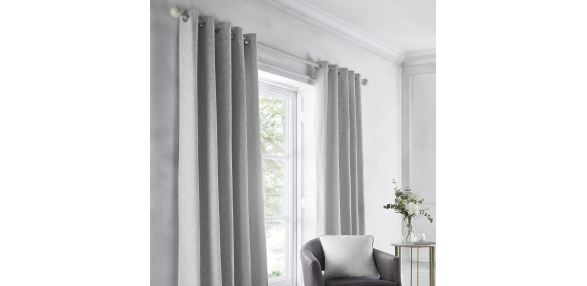 Telford - Silver Eyelet Curtains