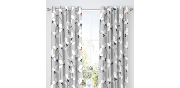 Malmo Floral - Blue Eyelet Curtains