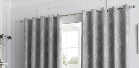 Feather - Silver Eyelet Curtains