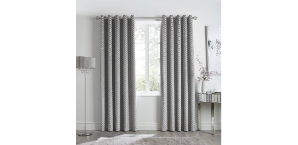 Faye - Silver Eyelet Curtains