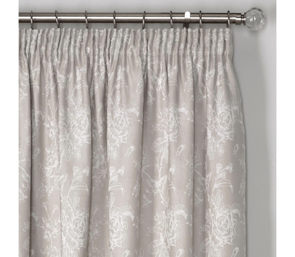 Jasmine Silver Lined Pencil Curtains