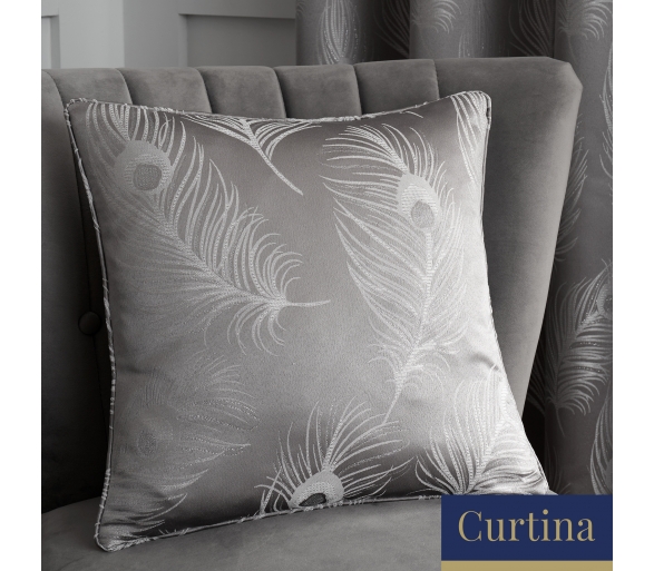 Feather -  Silver Cushion Cover