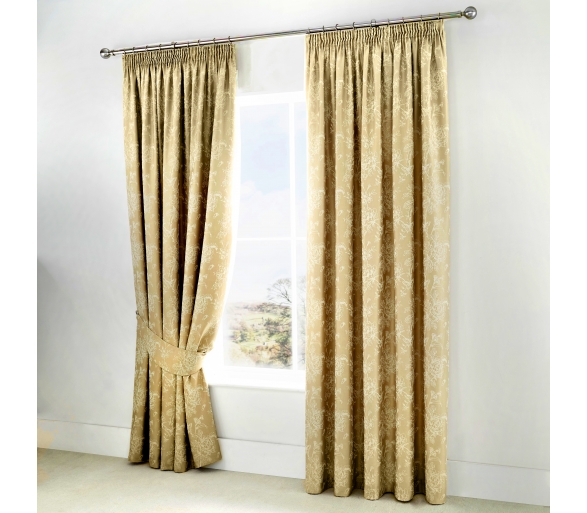 Jasmine Champagne Lined Pencil Curtains