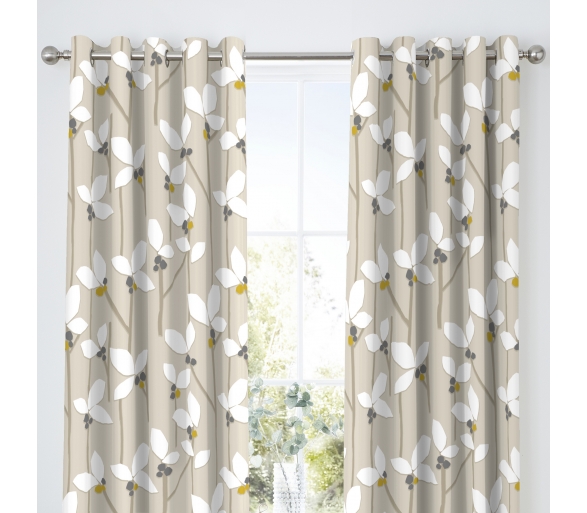 Malmo Floral - Natural Eyelet Curtains