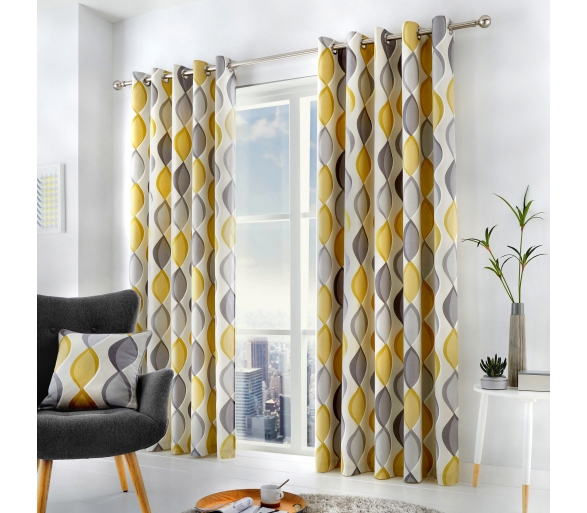 Lennox - Grey / Ochre Curtains